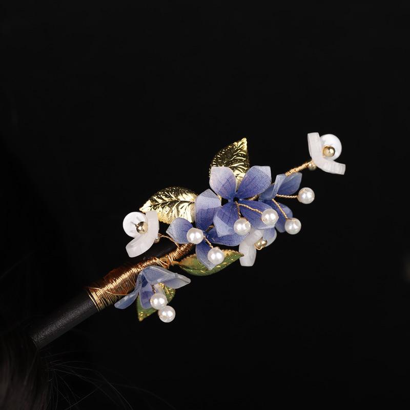 簪 レディース 女性用 紫檀 木製 手作り 古風 唐風 漢服 和装 花モチーフ 髪飾り ヘアアクセサリー レ..