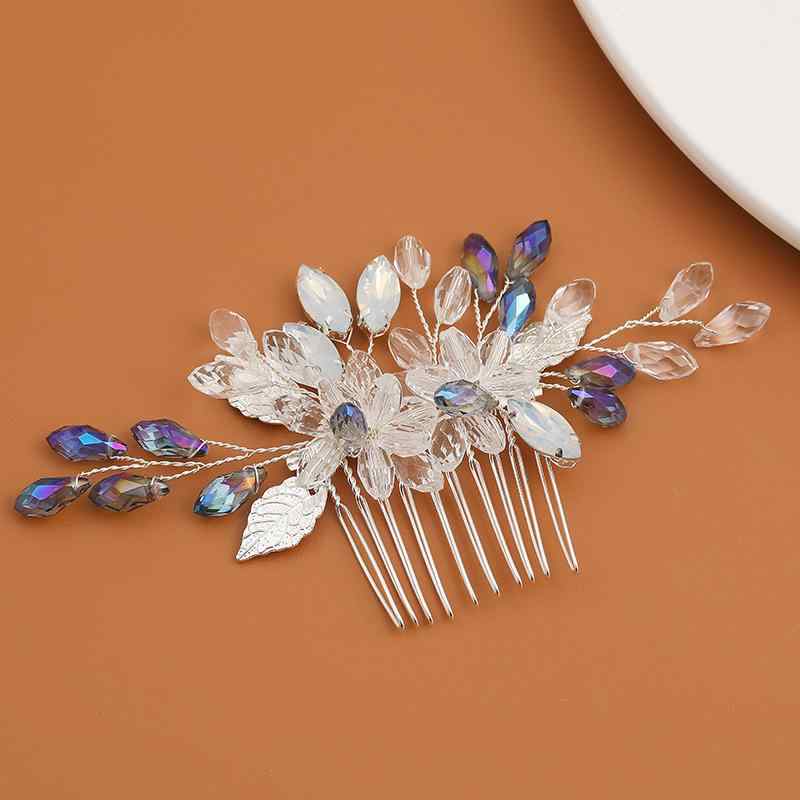 ヘアアクセサリー レディース ブライダル 花嫁 ウェディング ヘアコーム シンプル レトロ アンティーク風 クリスタル ラインストーン 結婚式 披露宴 パーティー フォーマル ドレス シルバー フラワーモチーフ 合金製(x2)