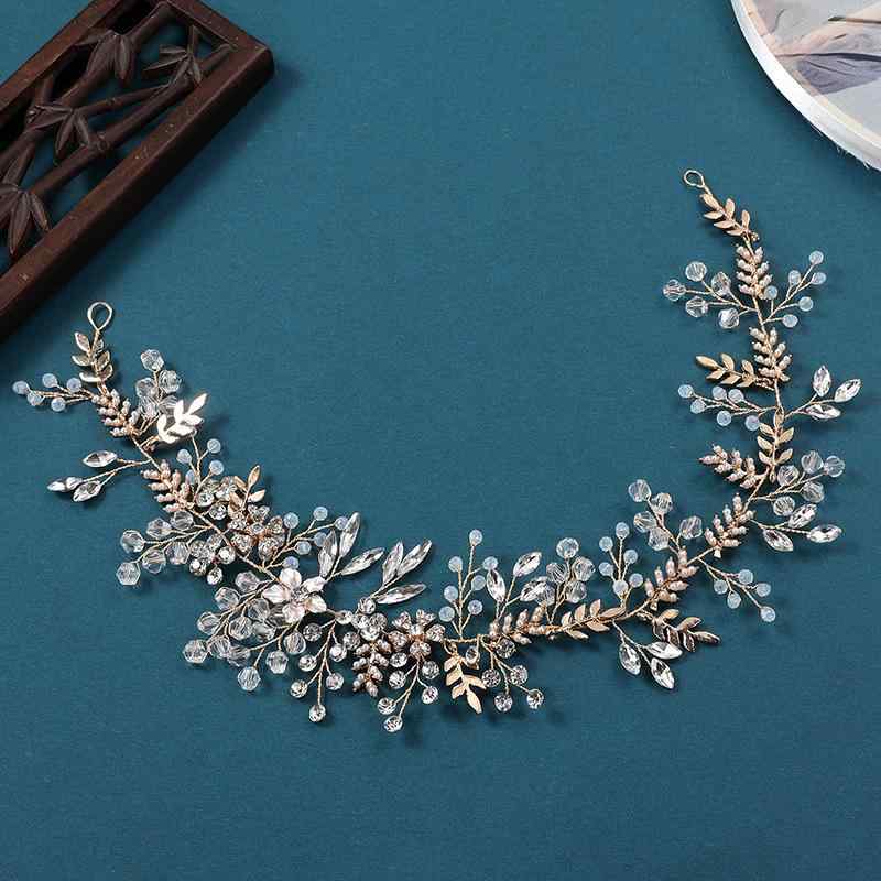 ヘアアクセサリー レディース 韓国スタイル レトロ アンティーク調 編み込みデザイン ハンドメイド クリスタル ラインストーン ヘッドバンド 花冠 フラワーモチーフ ブライダル ウェディング 結婚式 パーティー ゴールド シルバー(x2)