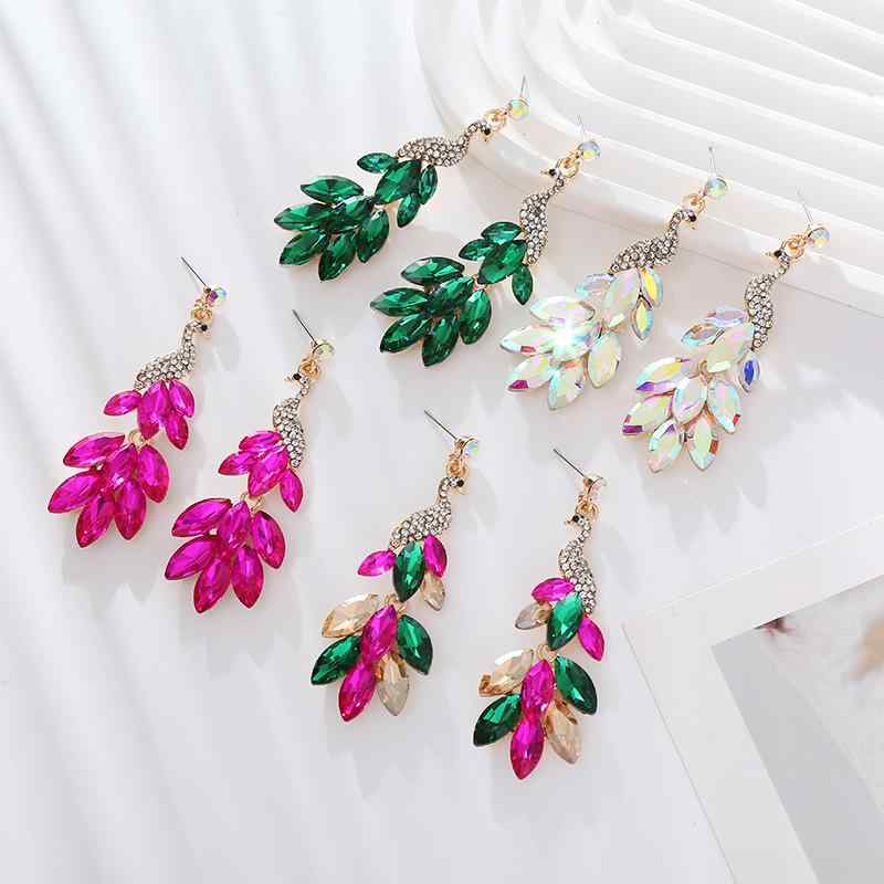 ピアス レディース 女性用 欧米風 レトロ 宮廷風 フルジルコニア クジャクモチーフ 高級感 エレガント ..