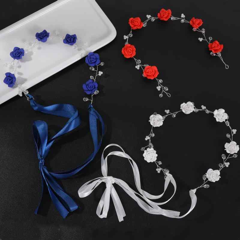 ヘッドドレス レディース 花嫁 ブライダル 青いバラ ブルーローズ パール クリスタル リーフモチーフ シルバーカラー ウェディング 結婚式 披露宴 上品 華やか 髪飾り ヘアアクセサリー カチューシャ(x3)