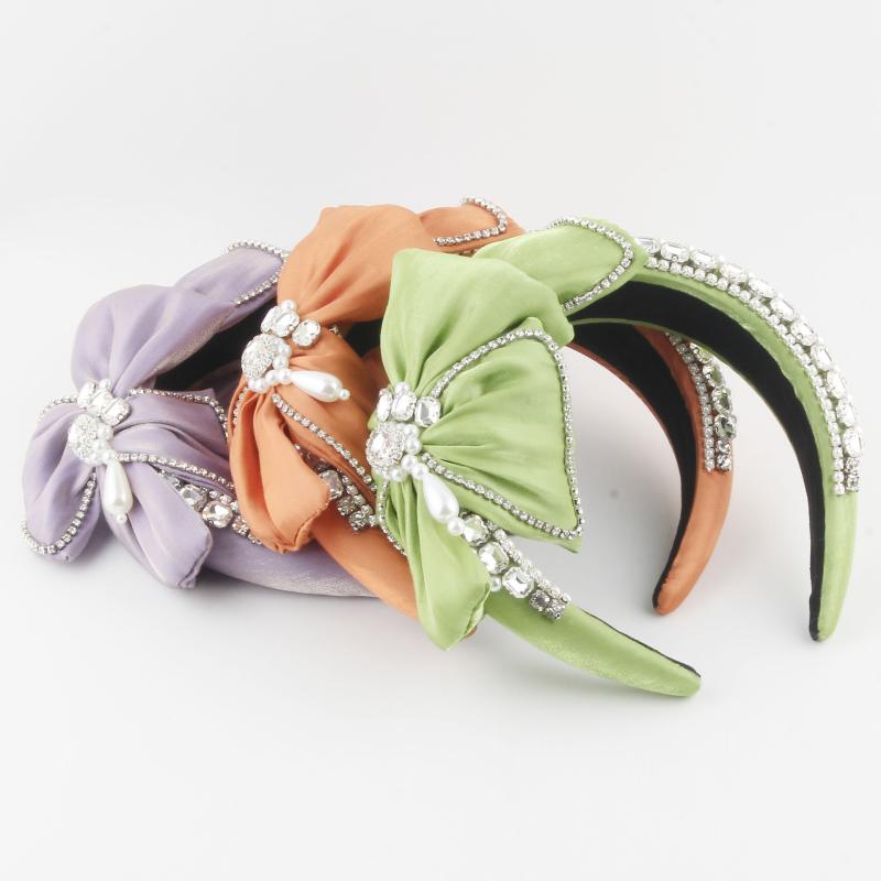 カチューシャ レディース 女性用 リボン ラインストーン 中華風 厚手 幅広 ボリュームアップ 小顔効果 ..