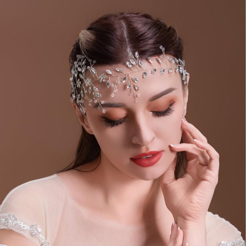 ヘッドドレス レディース ラインストーン パール 手編み カチューシャ ヘアバンド フラワー シルバー ウェディング 結婚式 披露宴 欧米風 フォーマル 髪飾り(x3)