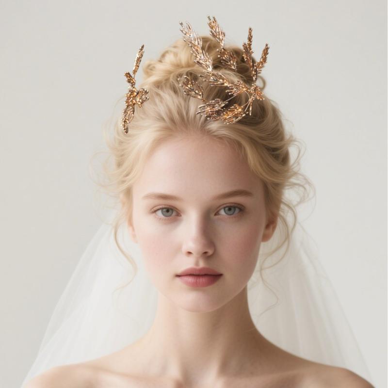 ヘアアクセサリー レディース ブライダル 花嫁 ウェディング 髪飾り ヘッドドレス ティアラ クラウン 王冠 カチューシャ 合金製 調整可能 民族調 レトロ アンティーク ゴールド シルバー(x3)