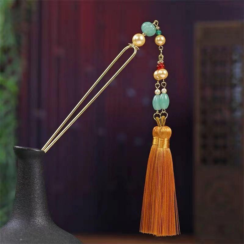 かんざし レディース 女性用 漢服 中国式 新婦 花嫁 高級感 古風 優雅 宮廷風 タッセル 歩揺 玉石 クリスタル 結婚式 成人式 卒業式 発表会 パーティー 舞台 コスプレ 華やか エレガント