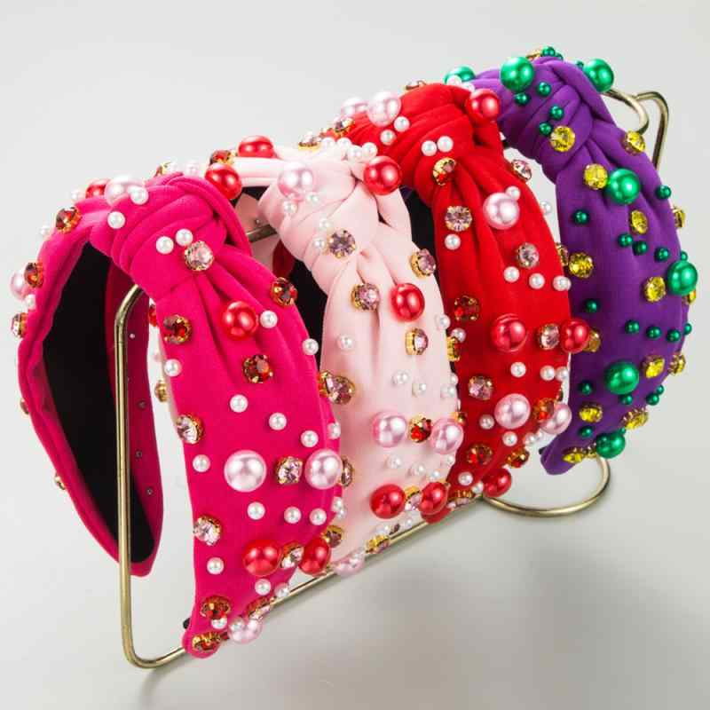 ヘアバンド レディース パール パール ラインストーン ビジュー ねじり ツイスト 布製 ファブリック ボリュームアップ 手作り ハンドメイド 洗顔 メイク 普段使い お出かけ 上品 高級感 春夏