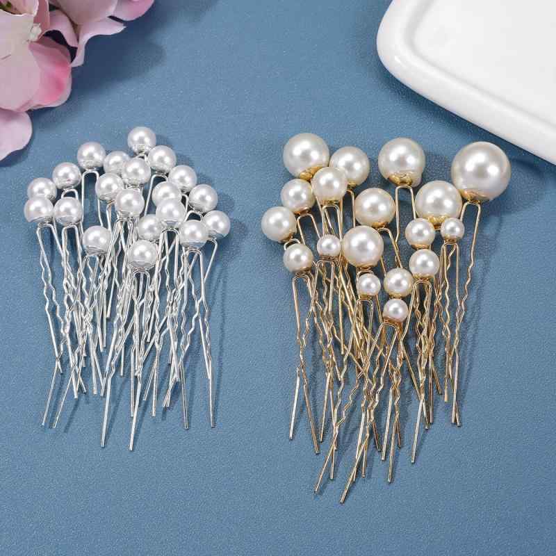 かんざし レディース パール Uピン 結婚式 ウェディング ブライダル 披露宴 まとめ髪 アップヘア レトロ アンティーク調 上品 華やか 髪飾り ヘアアクセサリー