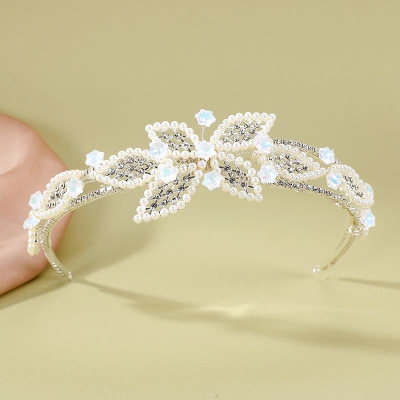 ヘッドドレス 花嫁 ウェディング ティアラ リーフ 楓 ヨーロピアン レトロ クラシック パール シルバー..