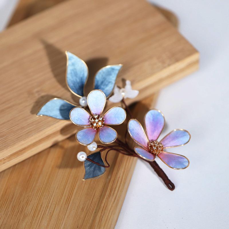 簪 レディース 新中式 絨花 巻き細工 パープル系 蝶モチーフ レトロ 民族調 しなやか チャイナドレス ..