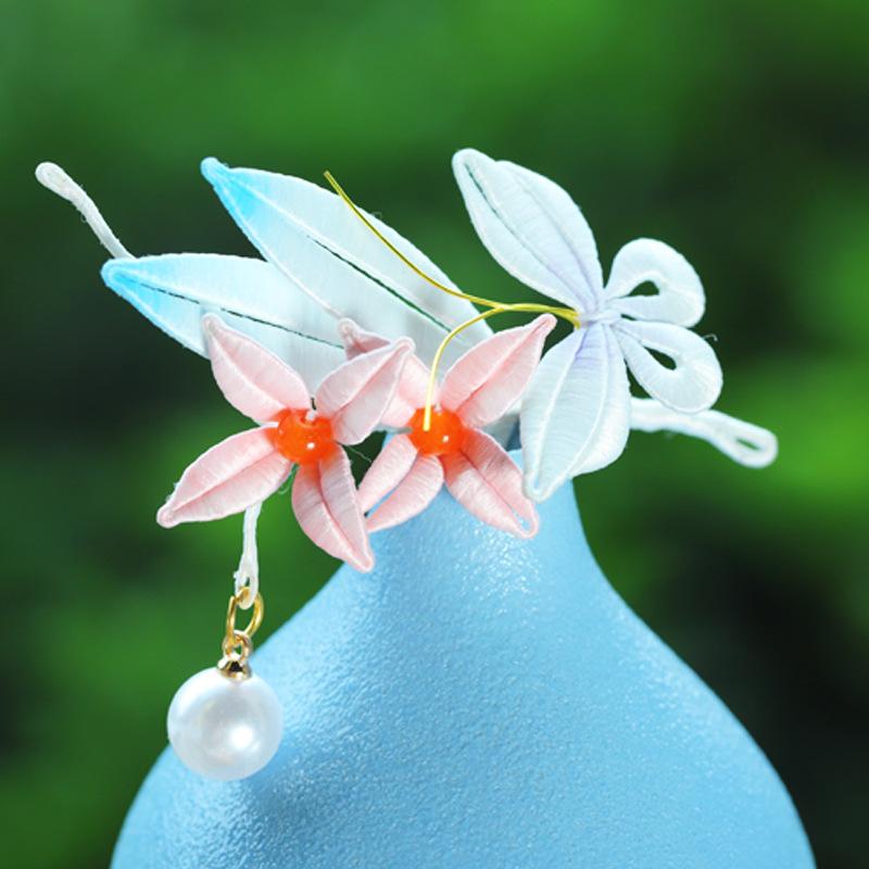 かんざし レディース 蘭の花モチーフ シルク 絨花細工 ハンドメイド 伝統工芸 中国風 新中式スタイル ..