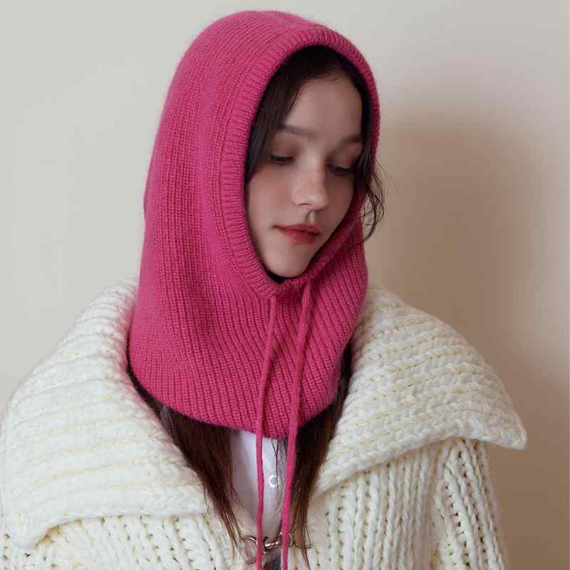 ニット帽 レディース 女性用 ラビットファー ニット 秋冬 バラクラバ フード付き ネックウォーマー マフラー 一体型 防寒 温かい 耳当て 普段使い アウトドア カジュアル