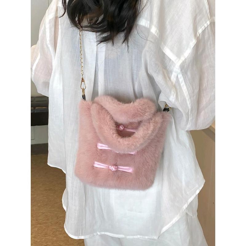 バッグ レディース もこもこ ファー チェーンショルダー 斜めがけ ハンドバッグ ミニ バケット 鞄 秋冬 おしゃれ 普段使い 女性用 ブラ..