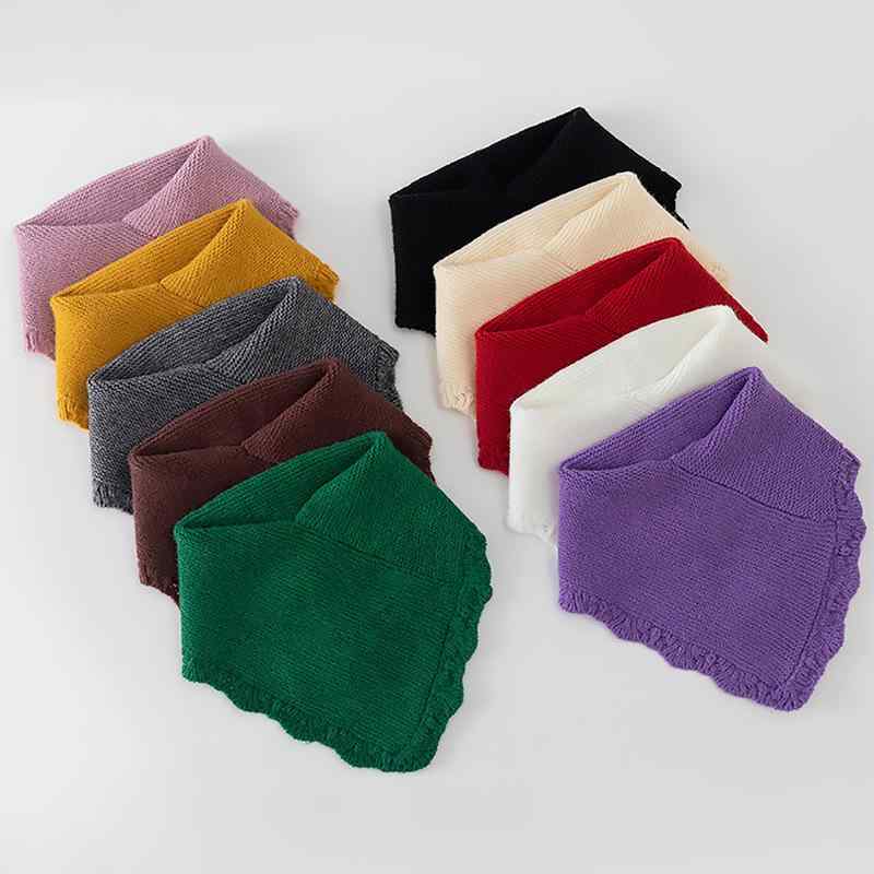 付け襟 レディース 秋冬 ニット 無地 フリル フェイクカラー 三角形 保温 防寒 あたたか ポリエステル ネックウォーマー マフラー 普段使い オフィス きれいめ 豊富なカラー