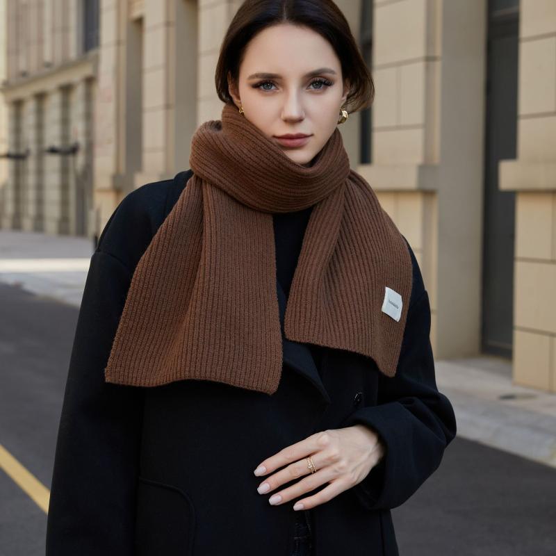 マフラー レディース ミラードカラー 無地 ニット 厚手 秋冬 防寒 保温 暖かい 女性用 韓国風 カジュアル 普段使い ポリエステル 襟巻き ミドル丈