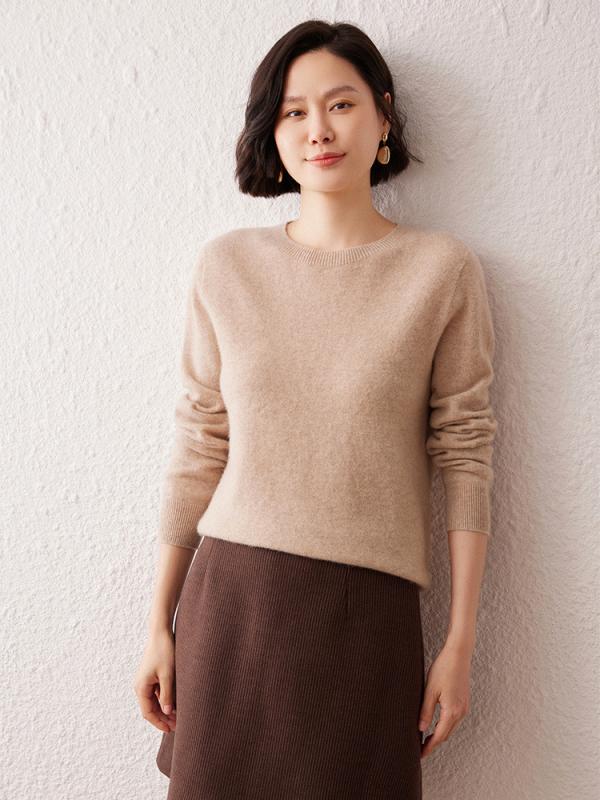 ニット レディース カシミヤ ラウンドネック 長袖 セーター 厚手 ゆったり シルエット 極上肌触り 柔らかい 通勤 オフィス カジュアル 秋冬 インナー トップス 着回し 万能