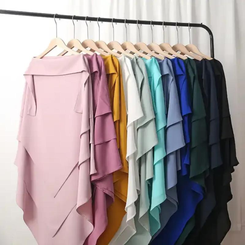 ヘッドスカーフ 女性 子供 大人 ドバイ トルコ アラブ風 民族調 無地 三層構造 コットン ターバン ヒジ..