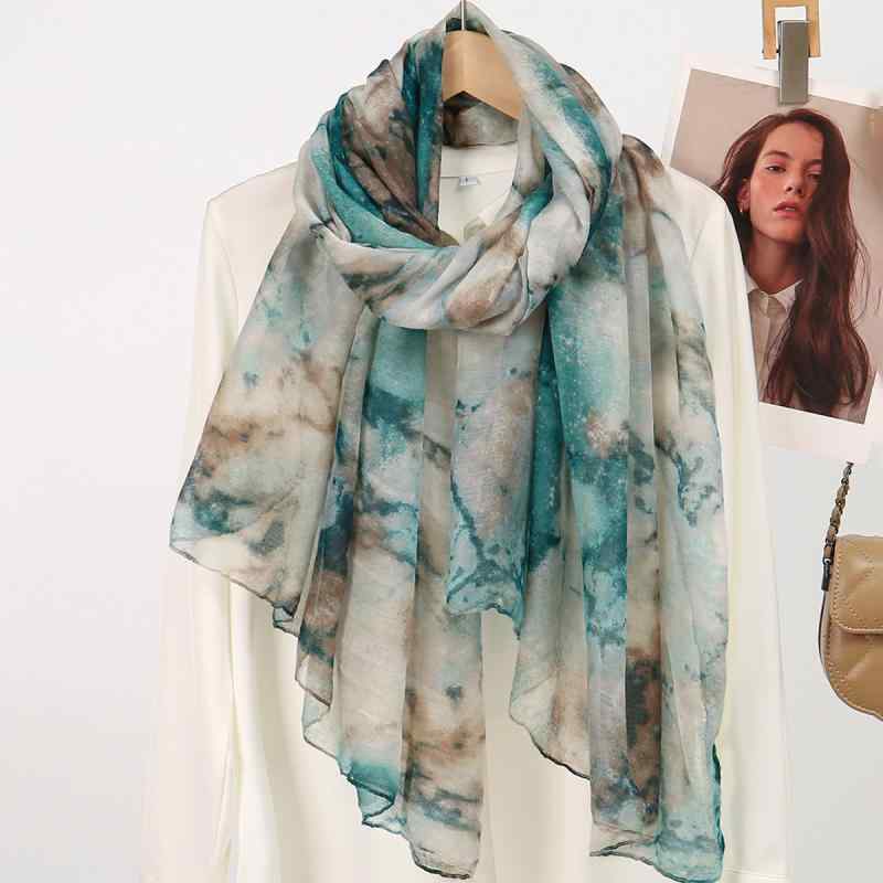 ストール レディース 女性用 絞り染め プリント 花柄 ロング 薄手 ショール スカーフ 万能 ポリエステル シンプル カジュアル ファッシ..
