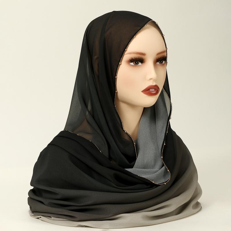 レディース ショール ストール スカーフ イスラム教徒 ターバン ヒジャーブ シフォン 大判 ロング 薄手..