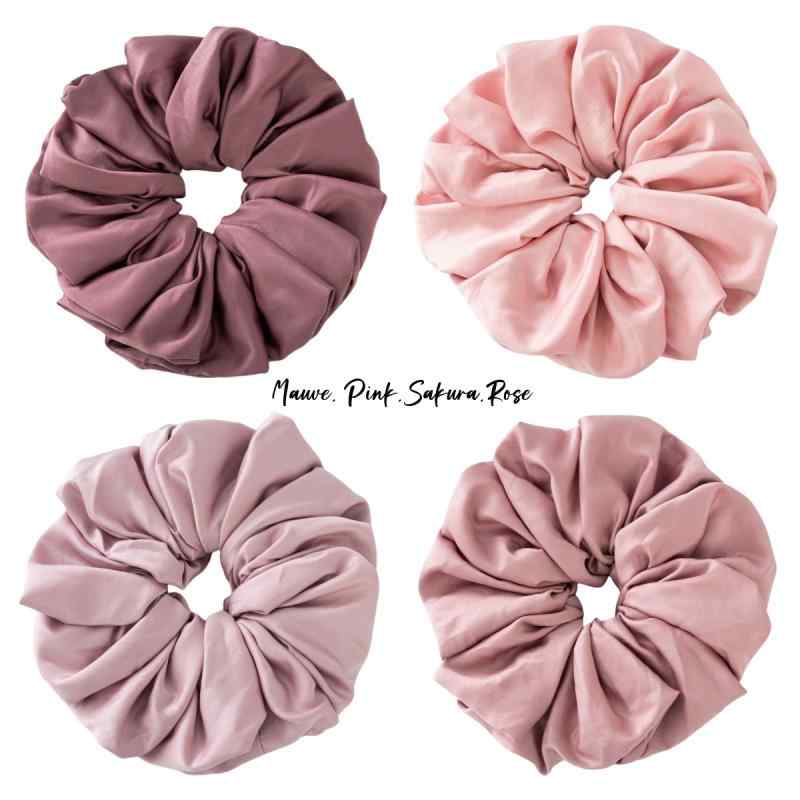 シュシュ 韓国ファッション 万能 サテン 光沢感 髪を傷つけにくい 高弾力 伸縮性 丈夫 上品 エレガント オフィス カジュアル 普段使い ヘアゴム 髪飾り 春夏