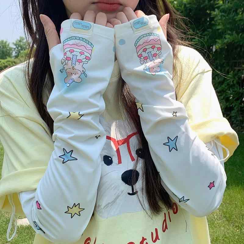 アームカバー レディース 腕カバー キャラクター 犬柄 誕生日モチーフ 韓国風 コリアンスタイル ゆった..
