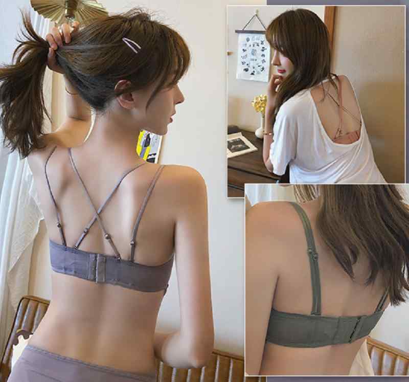 ブラジャー レディース 美背 シームレス ノンワイヤー 谷間メイク ボリュームアップ 補正 レース 深Vネ..