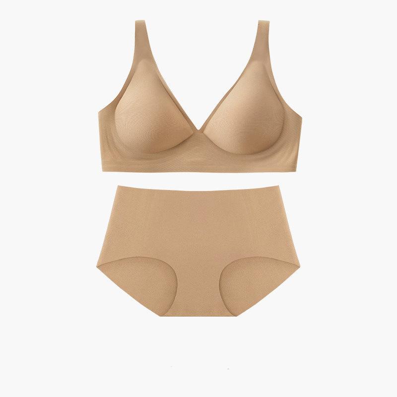 ブラジャー レディース ノンワイヤー シームレス 薄手 小胸 谷間メイク 補正下着 脇肉すっきり 脇高 通気性 快適 3/4カップ モールドカップ 春夏 バックホック セット 普段使い