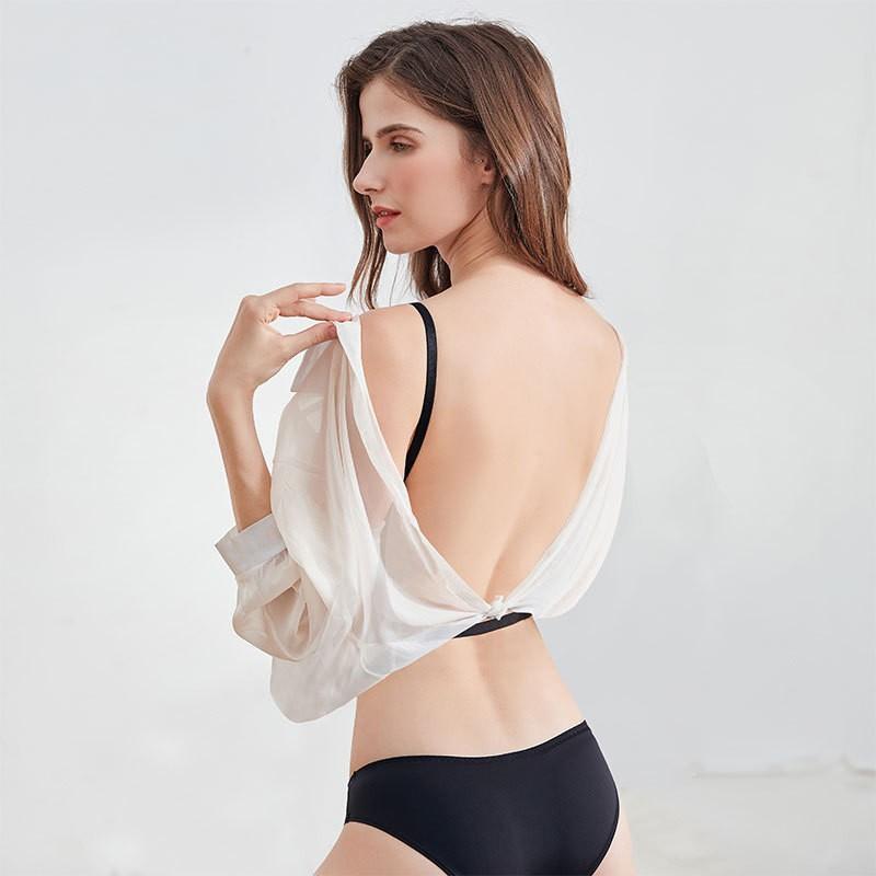 ブラジャー＆ショーツセット レディース スムース シームレス U字 インビジブル バックレス 美背 小胸向け 谷間メイク プッシュアップ 脇高 脇肉カバー 快適 通気性 セクシー