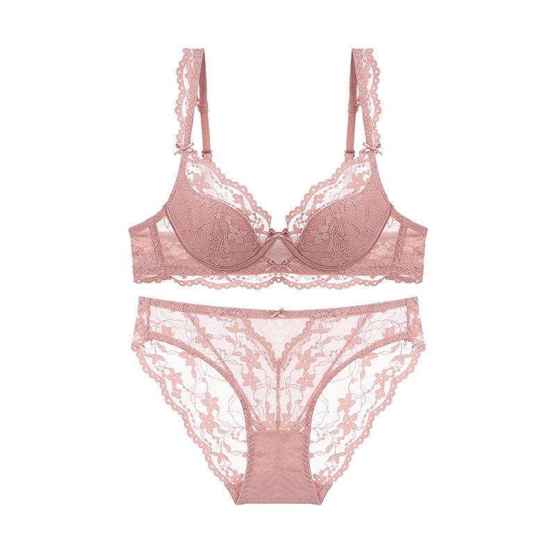 ブラジャー ショーツセット レディース フレンチスタイル レース セクシー 薄手 三角カップ 谷間メイク..