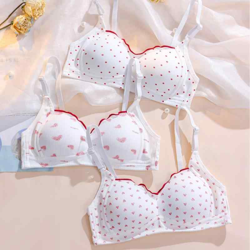 ブラジャー ショーツ セット レディース かわいい ハート柄 小胸 寄せ上げ 谷間メイク ノンワイヤー ワ..