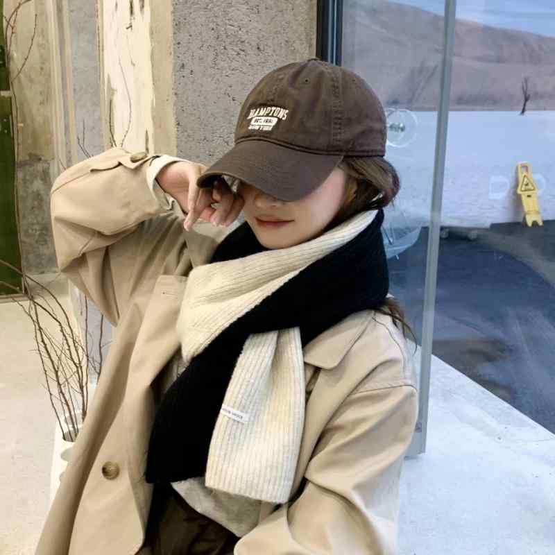 マフラー レディース 韓国風 配色 切り替え ニット あったか 保温 秋冬 ストール 学生 カップル 普段使い 通学 デート お出かけ おしゃれ かわいい カジュアル ロング丈