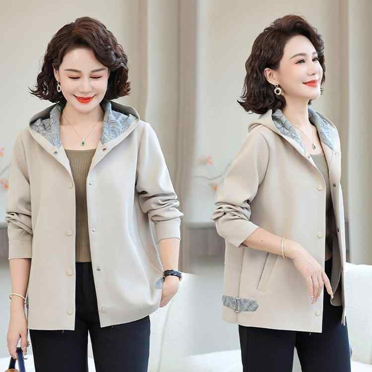 ジャケット レディース ミセス 40代 50代 春秋 フード付き ゆったり ブルゾン 上着 きれいめ 通勤 オフィス カジュアル ポリエステル アイボリー ネイビー 上品 シンプル