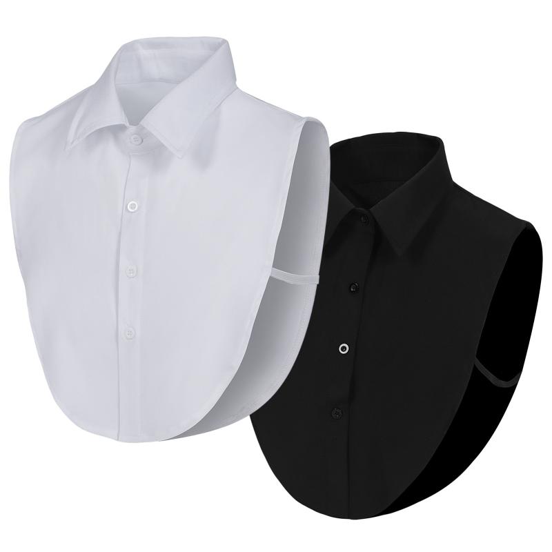付け襟 フェイクカラー 男女兼用 シャツデザイン ブラウスタイプ 上品 エレガント きちんと感 おしゃれ 通勤 オフィス ビジネス フォーマル レイヤード 重ね着 ポリエステル ホワイト ブラック