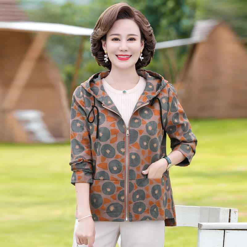 ジャケット レディース ミセス 中高齢者 春秋 薄手 おしゃれ 大きいサイズ ショート丈 カジュアル ファスナー ポリエステル グレー 幾何学模様 羽織り 上品