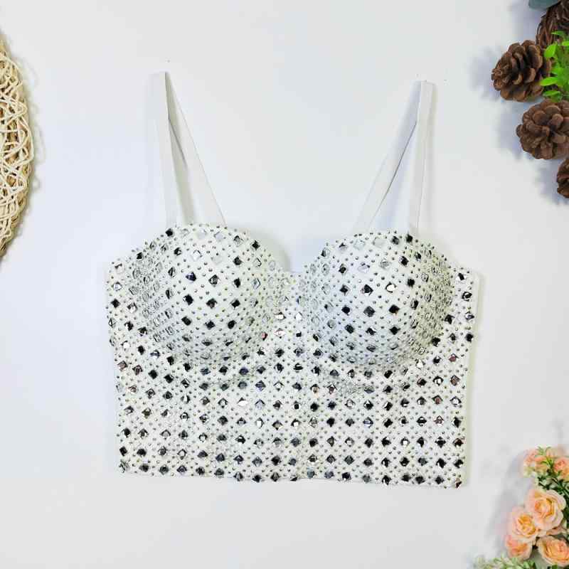 ビスチェ レディース メッシュ 刺繍 ビーズ装飾 ボーン入り コルセット風 ボディフィット ブラトップ 着回し ストラップ取り外し可能 2WAY カップ付き パッド入り 通気性 速乾性 美背 夏 ブラック ホワイト
