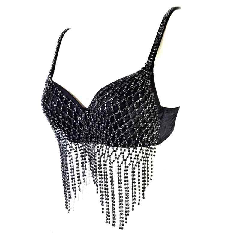 ベアトップ セクシー 大人可愛い ゆったりサイズ メッシュ ラインストーン フリンジ ビジュー ボーン入り ビスチェ チューブトップ トップス インナー アウター 美背 オープンバック シームレス カップ付き