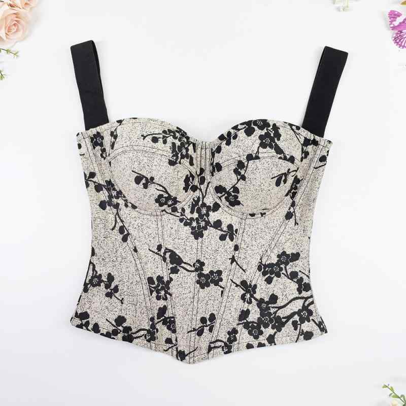 ビスチェ 春夏 モダンチャイニーズ クラシック アプリコット 枝エンボス加工 高級感 ポリエステル 補正下着 ボディシェイパー ウエストシェイプ 体型カバー 細見え フィッシュボーン 谷間メイク バストアップ 脇肉カバー