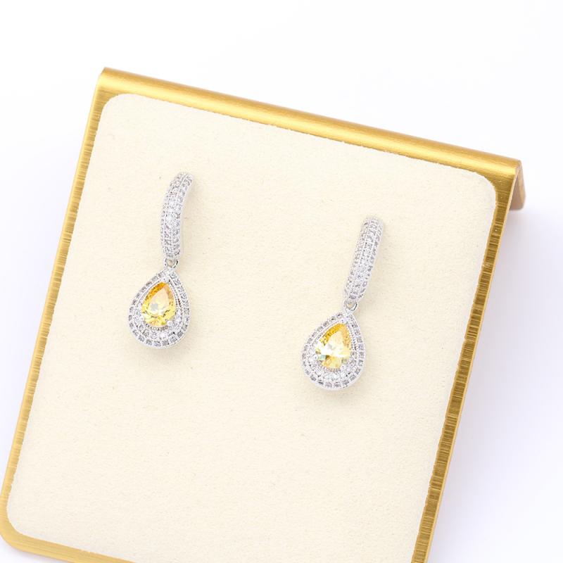 イヤリング ピアス レディース 女性用 イエロー ジルコニア ラインストーン 人工パール フックピアス スタッドピアス 金メッキ 銅製 上品 高見え 普段使い オフィス カジュアル 多色展開 ゴールド グレー ホワイト(4)