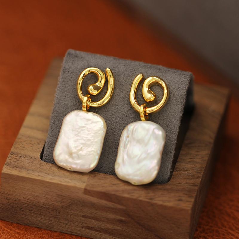 ピアス レディース 上品 エレガント バロックパール 不規則デザイン ドロップピアス S925シルバーポス..