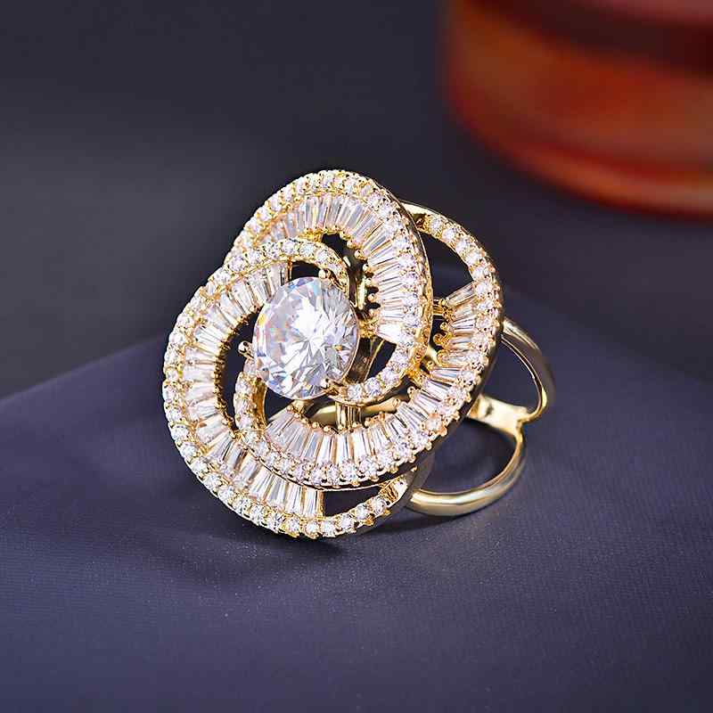 スカーフリング ユニセックス 個性的 幾何学 スパイラル X字型 ジルコニア マイクロパヴェ 高級感 デザ..