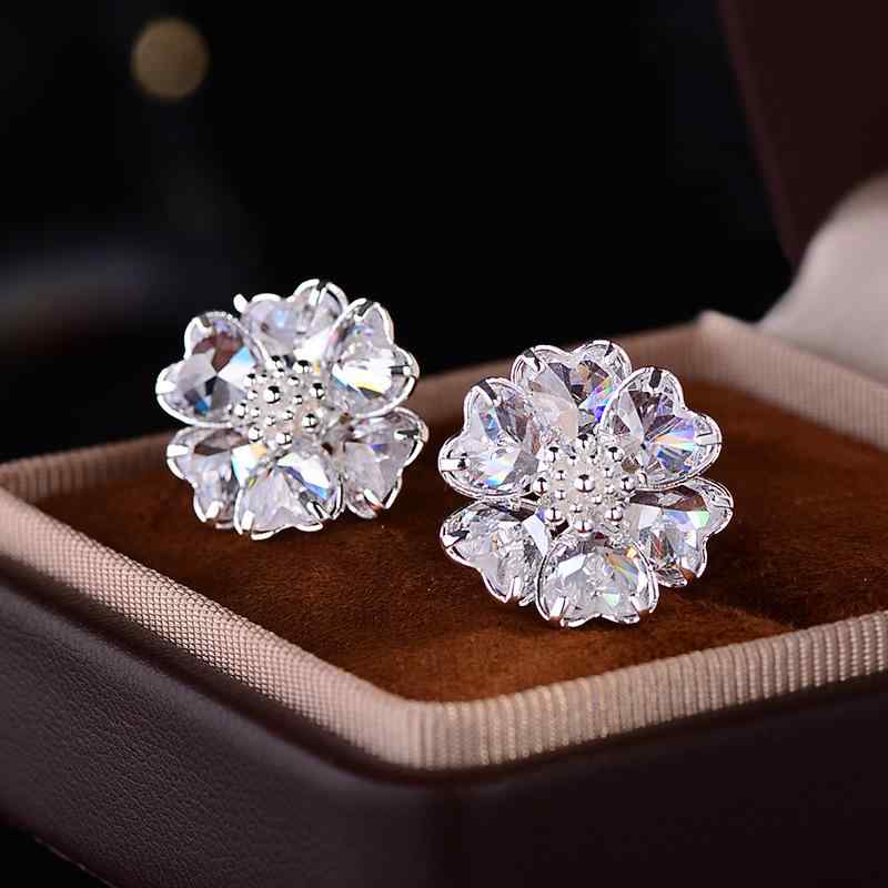耳飾り レディース 韓国風 S925シルバー 花 フラワーモチーフ ピアス イヤリング ジルコニア 上品 精巧..