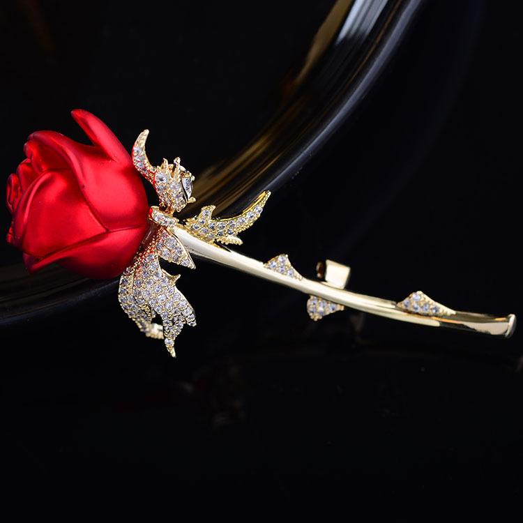 ブローチ レディース エナメル バラ 薔薇 フラワーモチーフ 銅製 ジルコニア エレガント 上品 華やか ファッション小物 アクセサリー