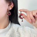 ピアス イヤリング レディース 甘辛ミックス レッド ジルコニア 三日月 アシンメトリー タッセル ユニークデザイン 合金 電気メッキ 幾何学 普段使い 通勤 カジュアル