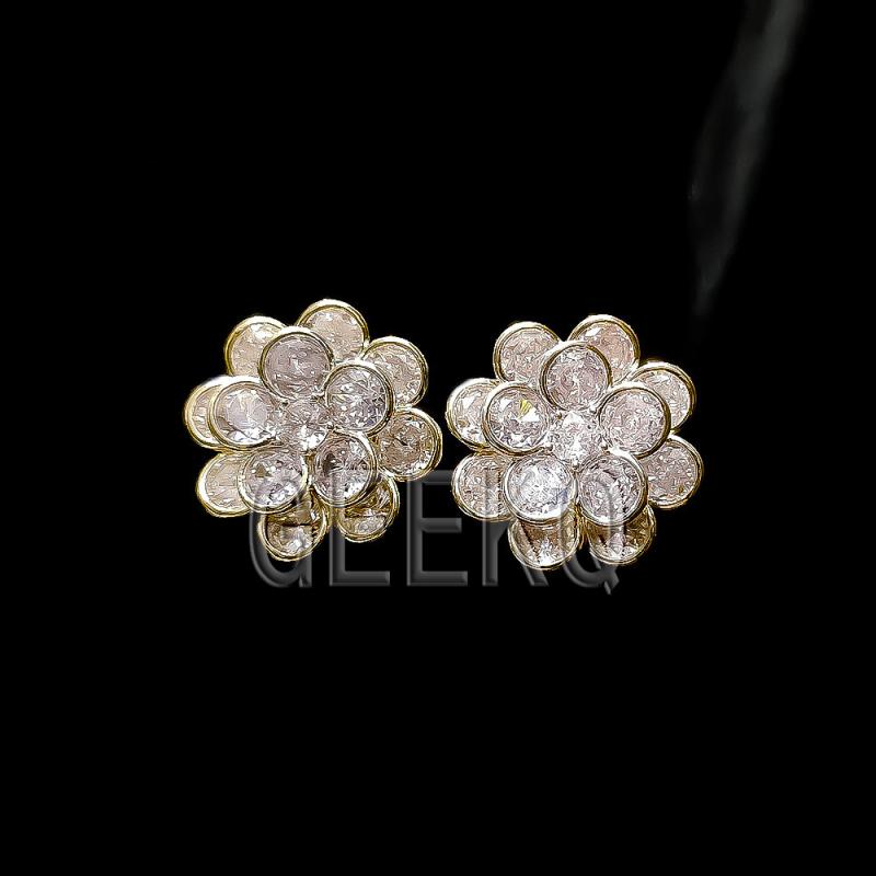 ピアス 男女兼用 ゴールド キラキラ 太陽 花 ジルコニア スタッドピアス S925シルバーポスト 高級感 ライトラグジュアリー 上品 エレガント 普段使い お出かけ パーティー