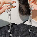 イヤーカフ イヤリング レディース 女性用 ダーク系 ゴシック ローズ 薔薇 タッセル ロング 長め 高級感 甘辛ミックス ライトラグジュアリー 合金