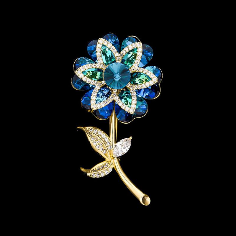 ブローチ レディース 華やか フラワーモチーフ 高級感 個性的 繊細 上品 エレガント ラインストーン き..