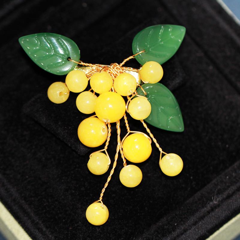 ブローチ レディース シンプル 高級感 エレガント 人工半貴石 ハンドメイド 花モチーフ 植物モチーフ 2..