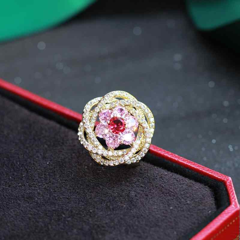 ブローチ レディース 女性用 カメリア 花 フラワー ジルコニア マイクロパヴェ 上品 エレガント 華奢 ..