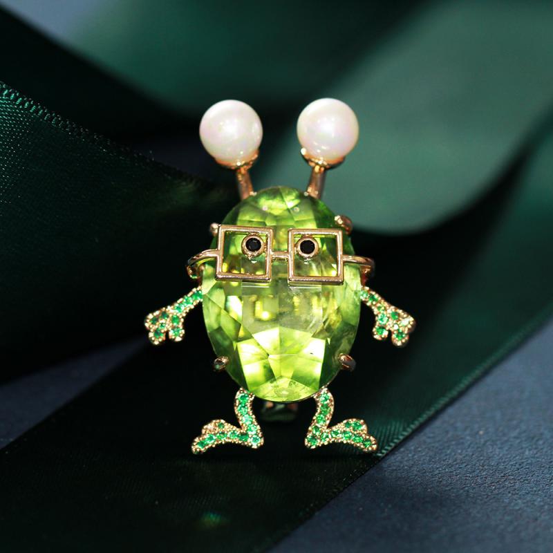 ブローチ 男女兼用 モンスター 個性的な ユニーク 人造水晶 欧米風 高級感 上品な おしゃれ ゴールドベース 2色展開 普段使い パーティー アクセサリー