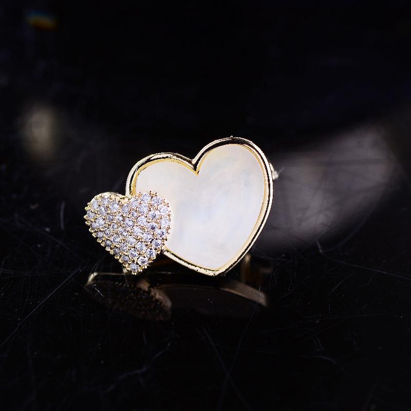 ブローチ レディース 韓国ファッション おしゃれ かわいい 貝殻 シェル ハート ジルコニア ミニ ラペルピン 襟ピン 露出防止 ストッパー 銅製 ゴールド アクセサリー ピンブローチ 小物 個性的 デザイン