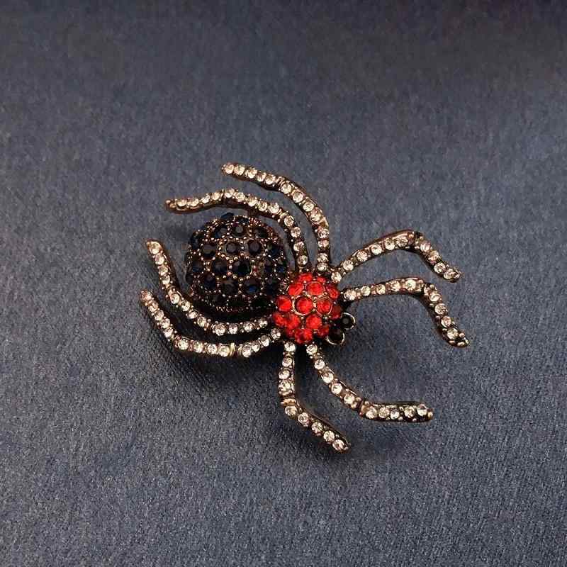 ブローチ 男女兼用 クモ スパイダー 昆虫モチーフ ラインストーン クリスタル 合金製 電気メッキ加工 レトロ ヴィンテージ 個性的 高級感 おしゃれ 存在感 胸飾り
